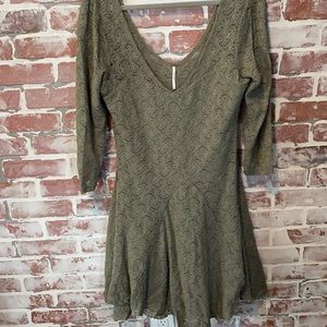 V neck olive dress